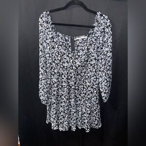 miami Navy Floral Long Sleeve Mini Dress